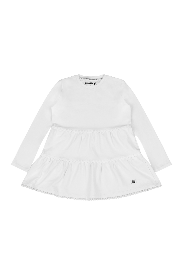 Girls Ruffle Hem Tiered Tunic and Legging Set, Alternate, color, White/Black/Hello