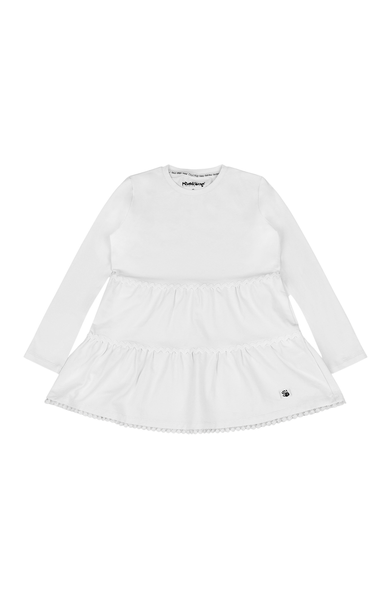 Mixed Up Clothing Girls Ruffle Hem Tiered Tunic and Legging Set, Alternate, color, White/Black/Hello