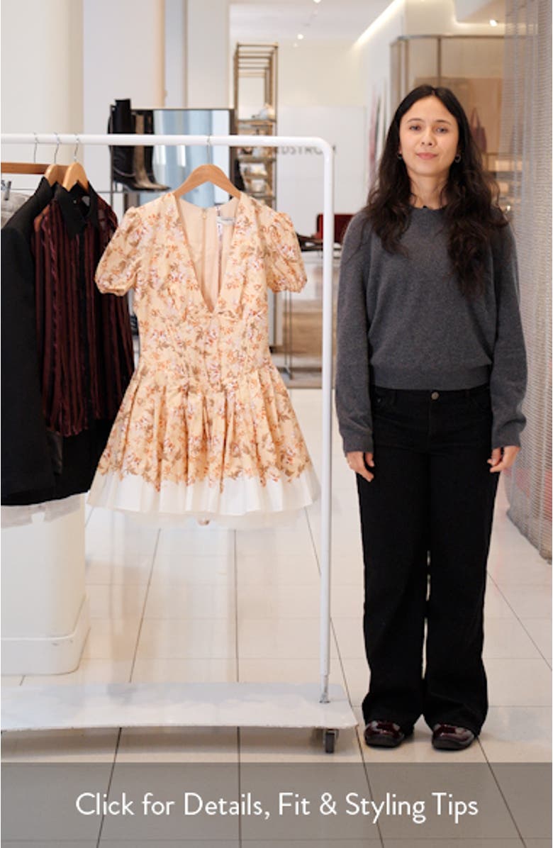 Imani Floral Print Pleated Cotton Minidress, sales video thumbnail