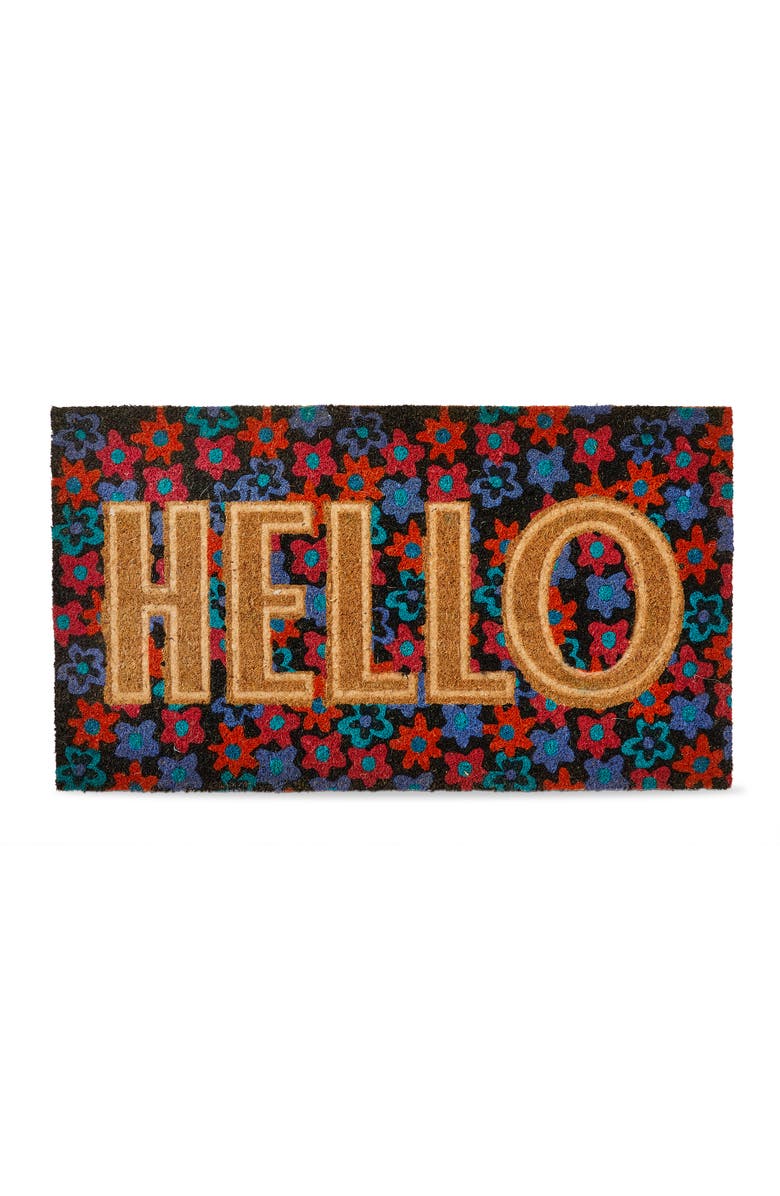 tag Hello Embossed Non-Slip Coir Mat Multi Coir Everyday, Main, color, Blue