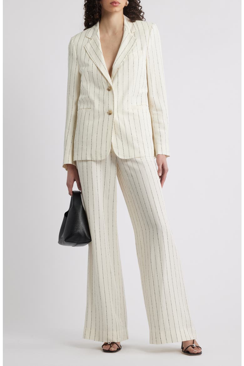The Lennox Pinstripe Wide Leg Trousers, Alternate, color, IVORY- BLACK PINSTRIPE