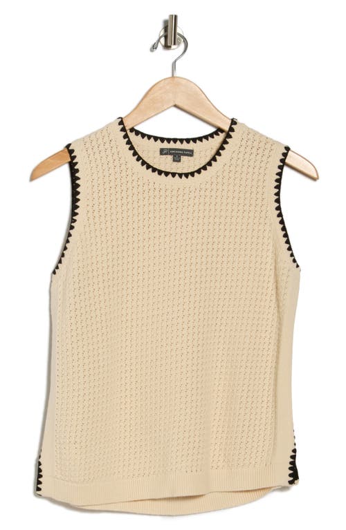 Adrianna Papell Whipstitch Sleeveless Sweater In Neutral