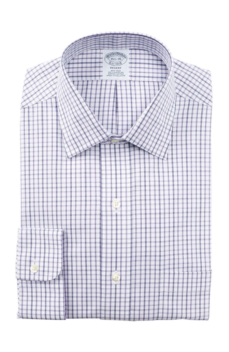 Brooks Brothers Check Trim Fit Dress Shirt, Main, color, 