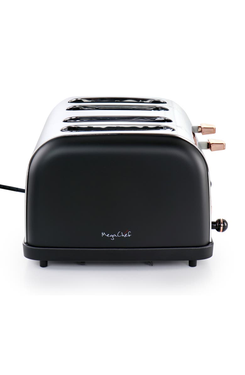 Megachef 4 Slice Wide Slot Toaster with Variable Browning in Black and Rose Gold, Alternate, color, Black