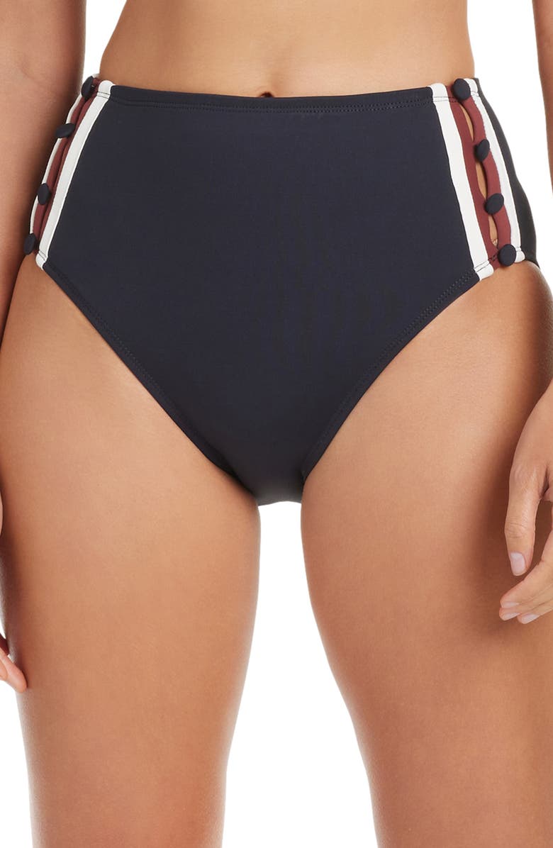 BLEU by Rod Beattie Button Down High Waist Bikini Bottoms, Main, color, 