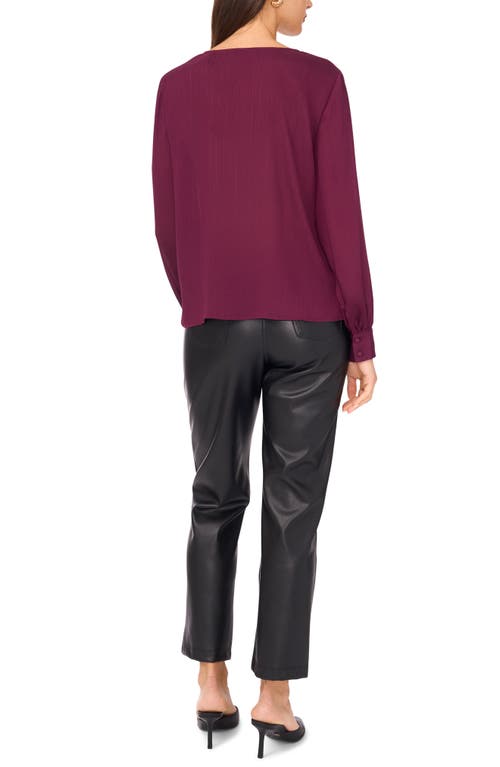 Vince Camuto Split Neck Satin Top In Brown
