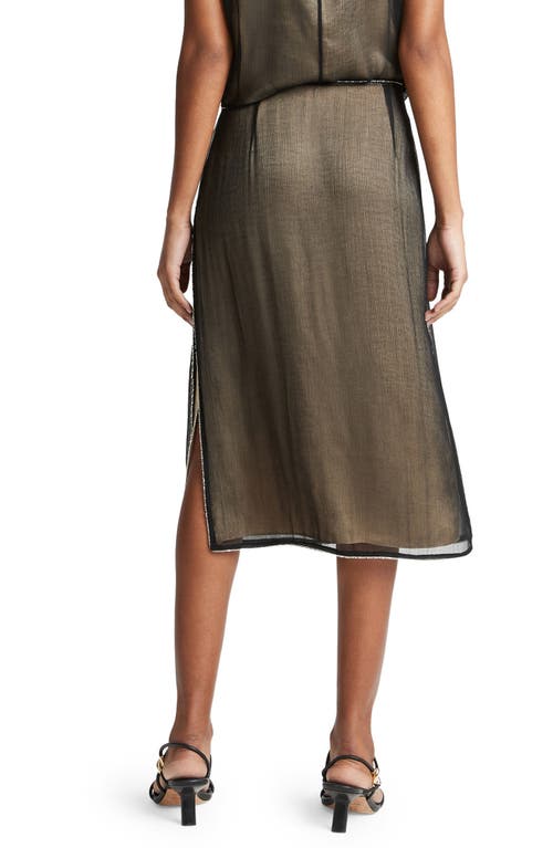 Vince Beaded Border Sheer Midi Skirt In Black