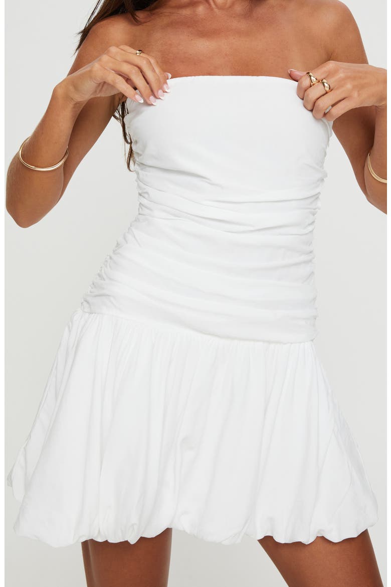 Glamour Girl Strapless Bubble Hem Minidress, Alternate, color, WHITE