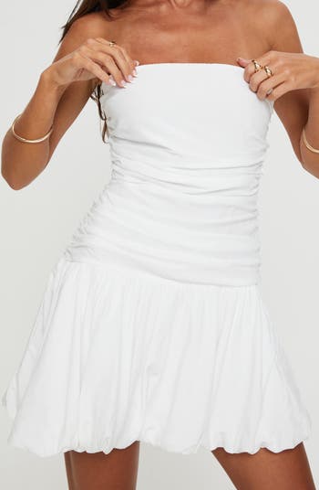 Glamour Girl Strapless Bubble Hem Minidress
