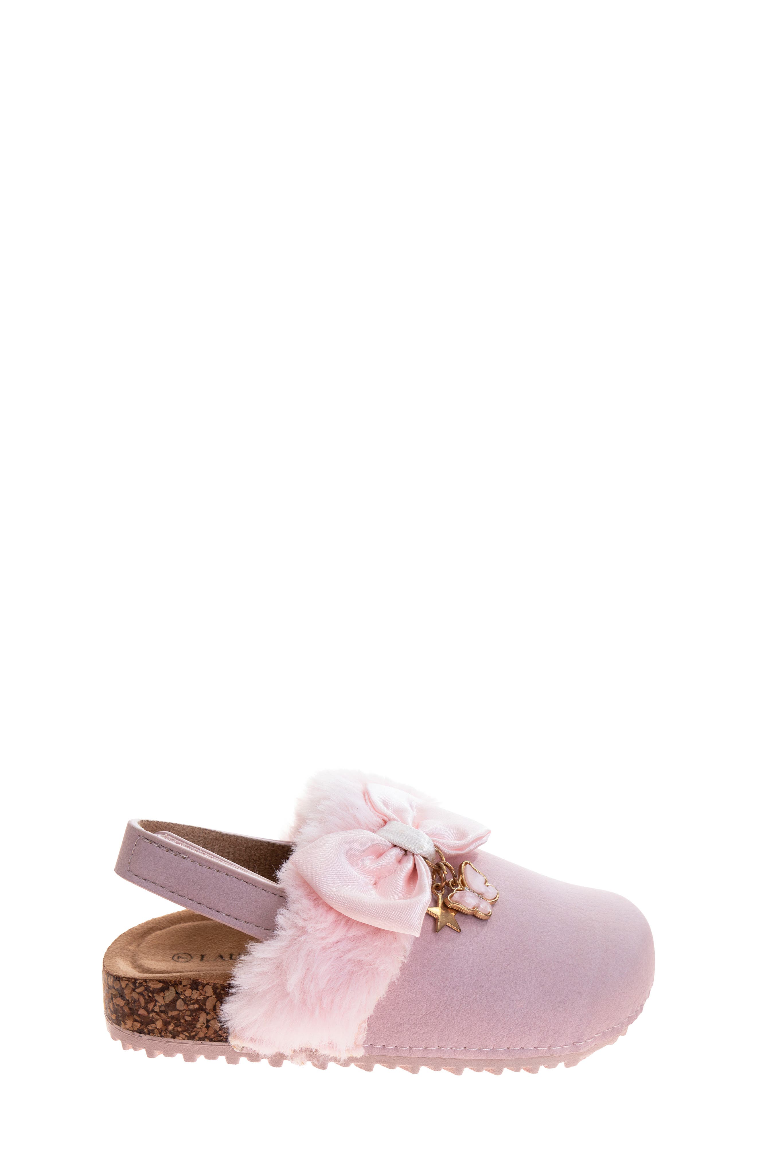 Kids' Slingback Faux Fur Trim Clog, Alternate, color, PINK