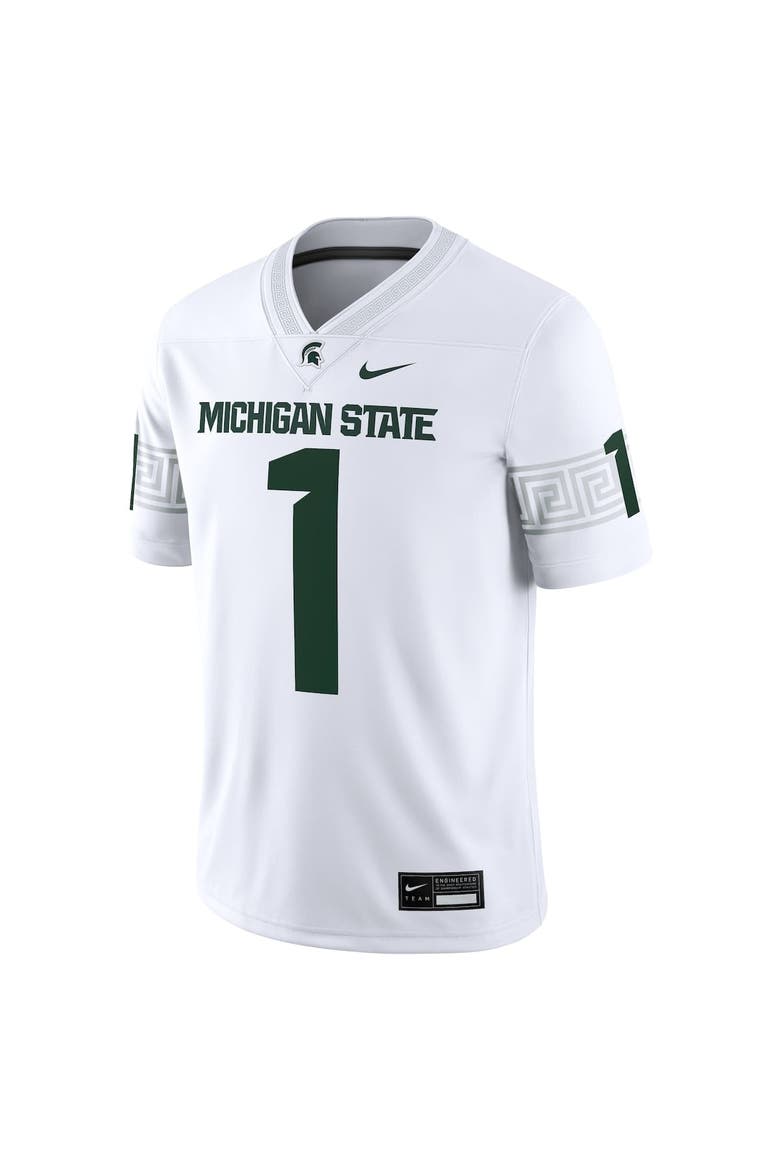 Men's Nike #1 White Michigan State Spartans Game Jersey, Alternate, color, White