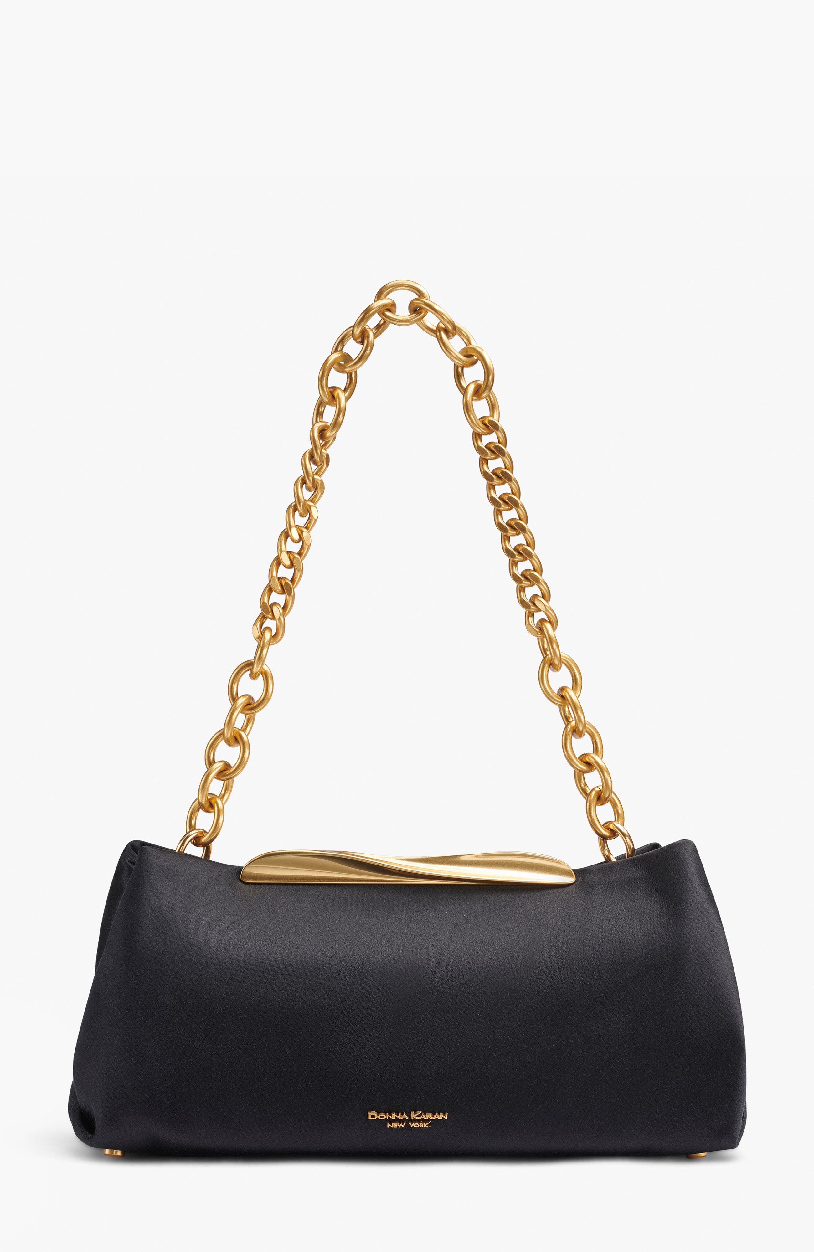 Donna Karan New York Poplin Satin Clutch, Main, color, Blk/Gold