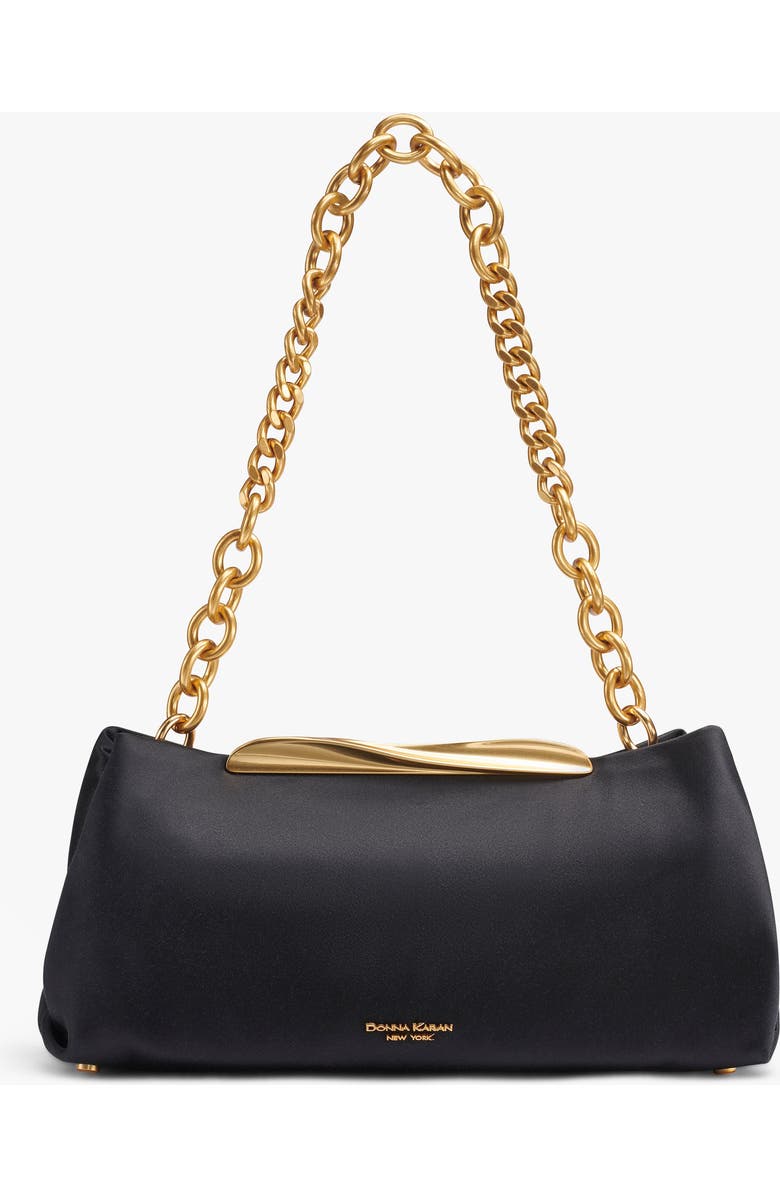 Donna Karan New York Poplin Satin Clutch, Main, color, Blk/Gold