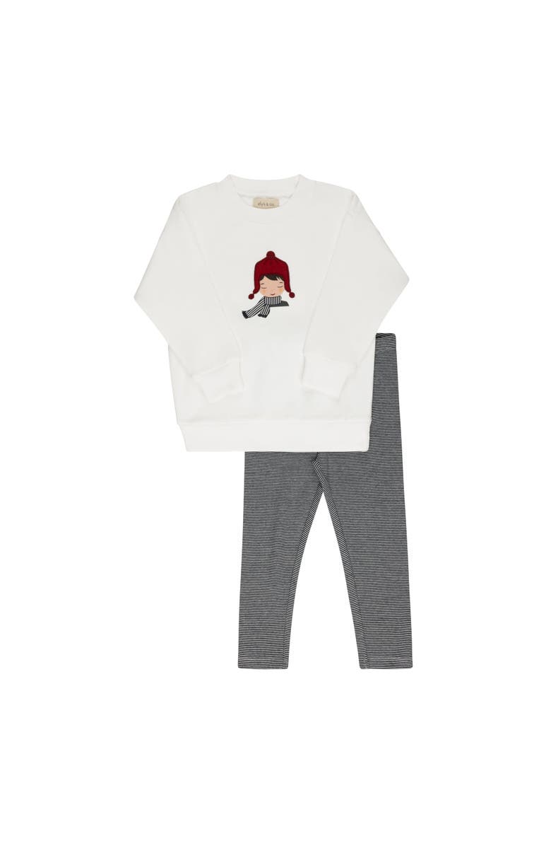 Ely's & Co. French Terry Autumn Kids Collection - Sweatshirt and Leggings, Main, color, Ivory-Blue