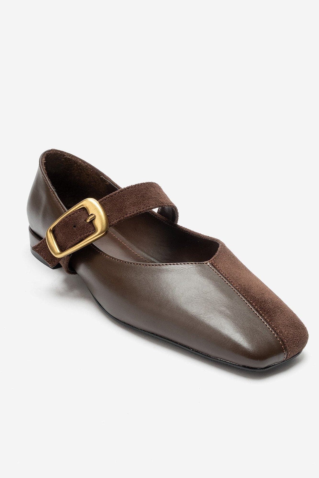 Curzon Belted Ballerina Flat, Main, color, Brown Suede