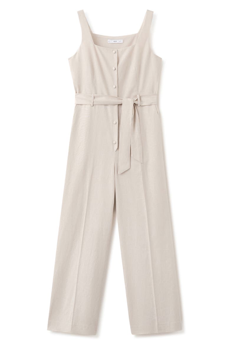 Sleeveless Linen Blend Jumpsuit, Alternate, color, SAND
