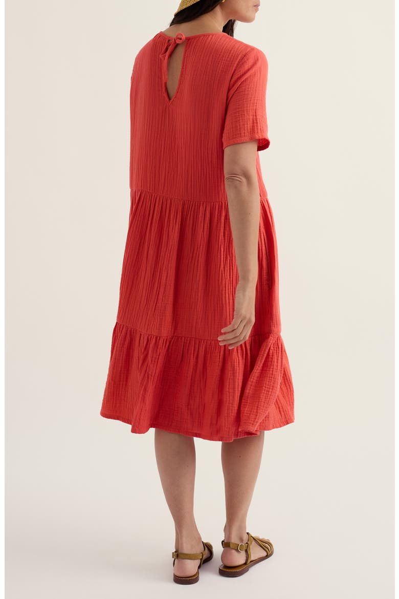 Pebble Comb Organic Cotton Double Gauze Dress, Alternate, color, CARNELIAN