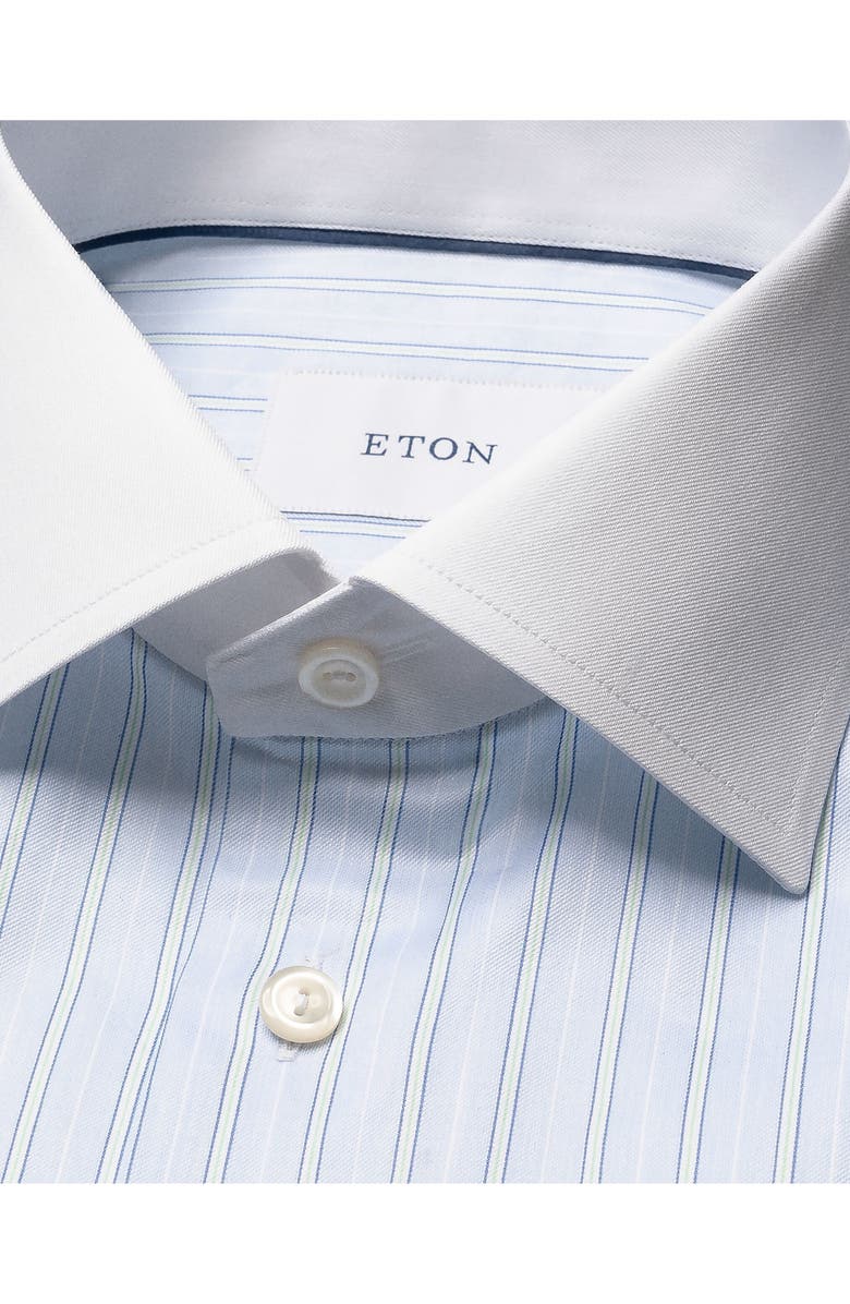 Eton Slim Fit Stripe Dress Shirt, Alternate, color, Light Blue
