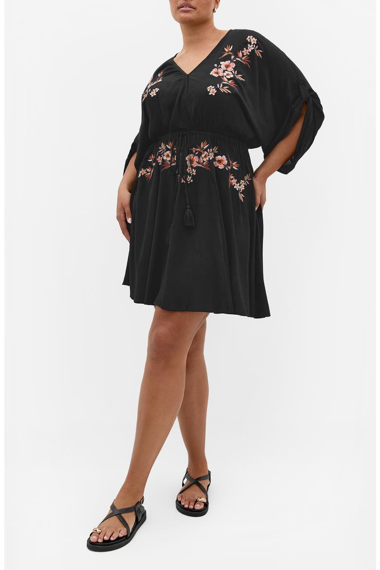Seville Floral Embroidery Minidress, Main, color, BLACK