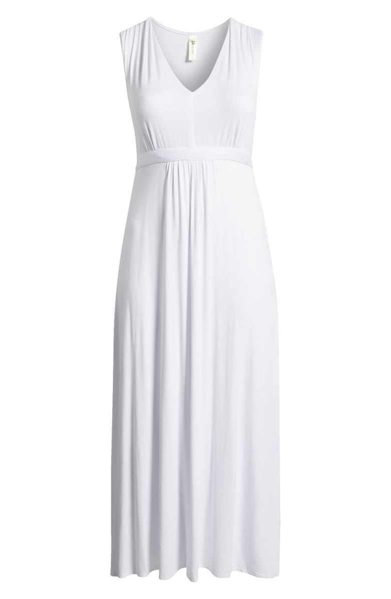 24seven Comfort Apparel Sleeveless Jersey Maxi Dress, Alternate, color, White