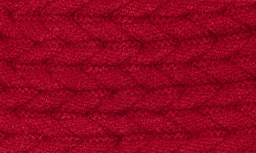 Nanette Lepore Braided Knit Beanie With Faux Fur Pompom In Red