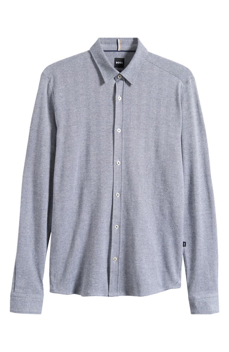 BOSS Roan Kent Cotton Button-Up Shirt, Main, color, Dark Blue