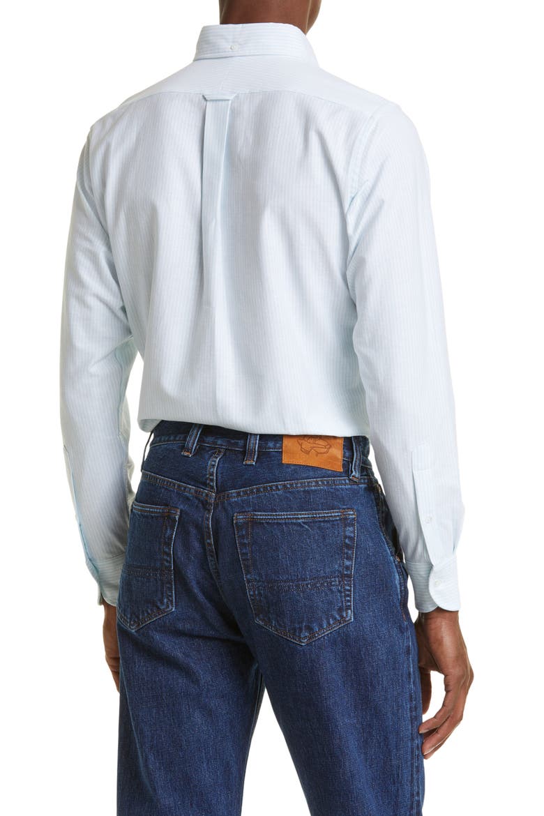 Ticking Stripe Oxford Cotton Button-Down Shirt, Alternate, color, BLUE STRIPES