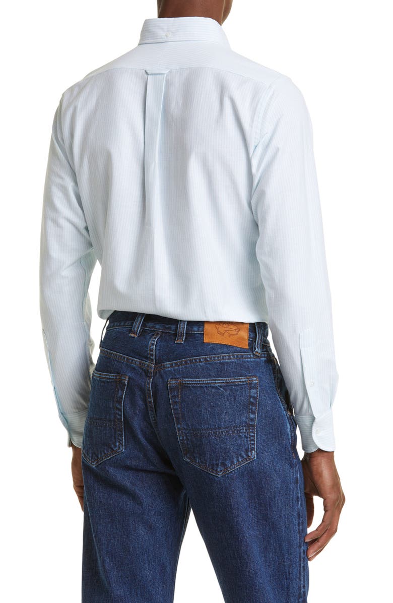 Drake's Ticking Stripe Oxford Cotton Button-Down Shirt, Alternate, color, 