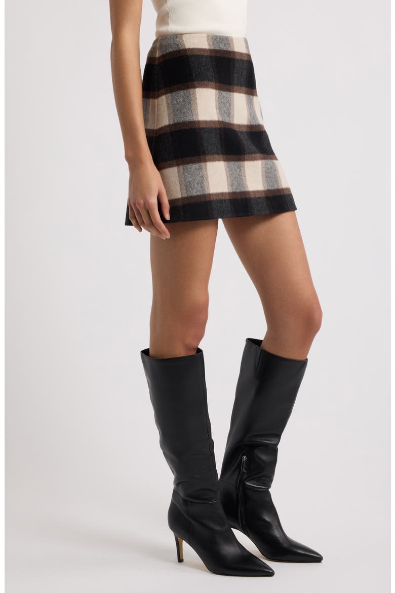 Plaid High Waist Miniskirt, Alternate, color, BROWN MULTI - D1U