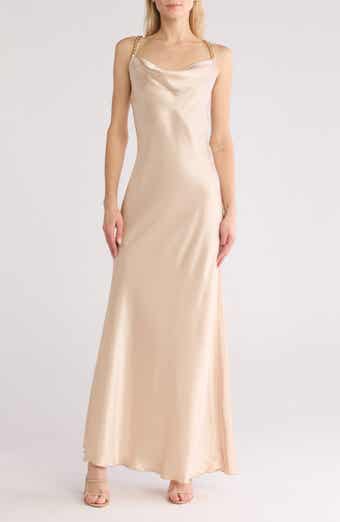 bebe X Ciara Chain Strap Satin Dress