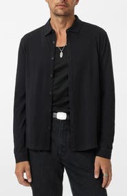 John Varvatos Gareth Organic Cotton Knit Button-Up Shirt