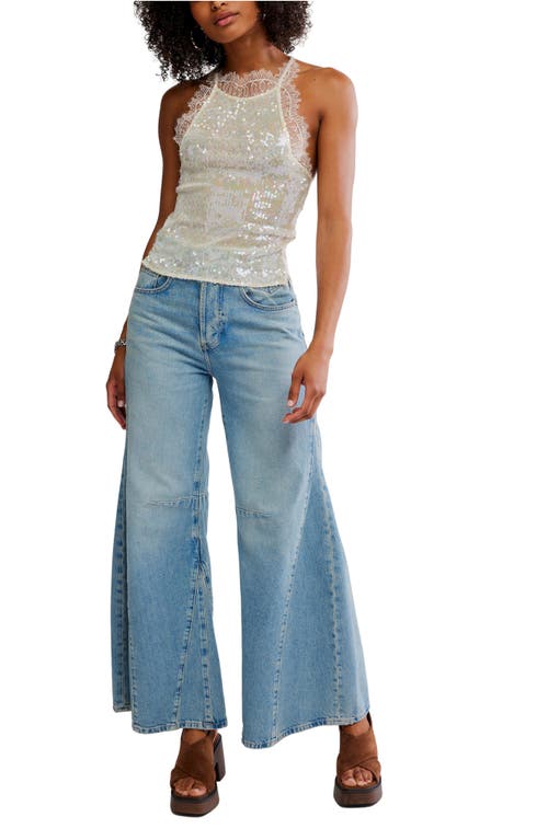 Free People Take Me Away Sequin & Lace Tank In Gray