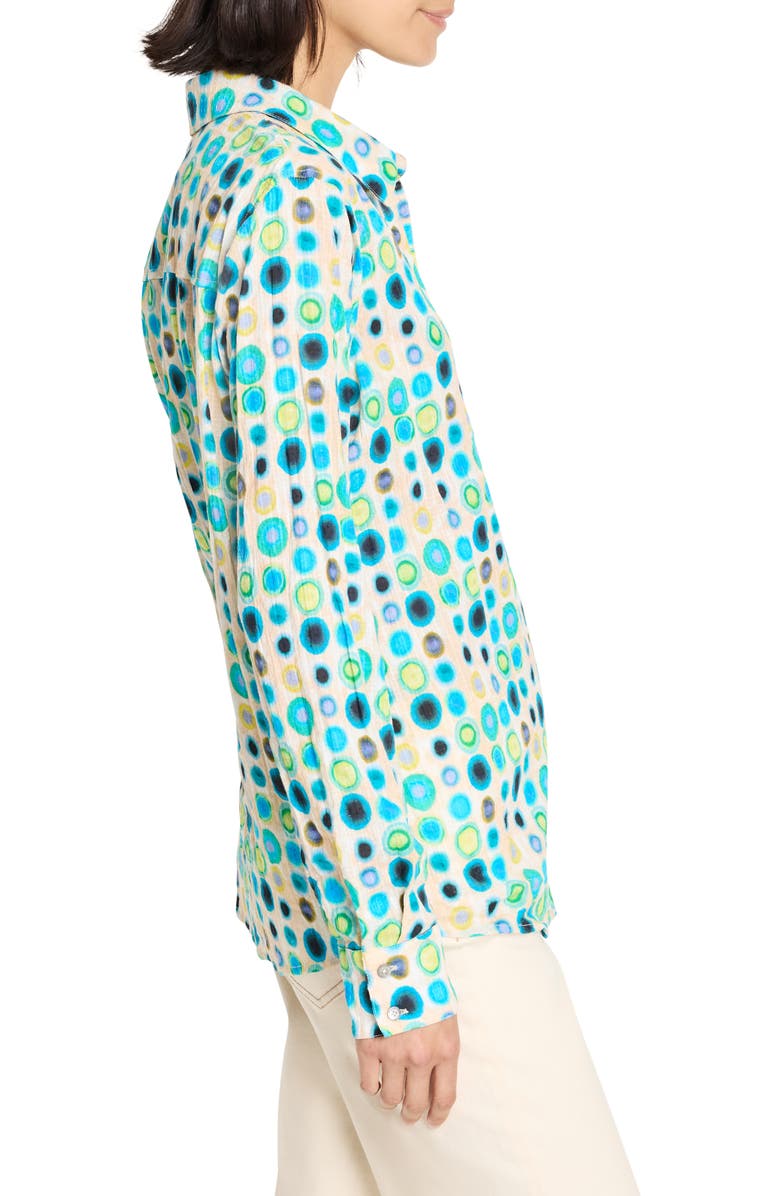 NIC+ZOE Bright Spot Crinkled Cotton Button-Up Shirt, Alternate, color, Aqua Multi