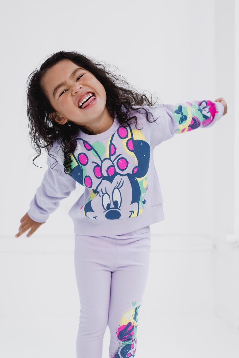 Sweatshirt & Leggings Set, Alternate, color, Minnie Mouse Purple