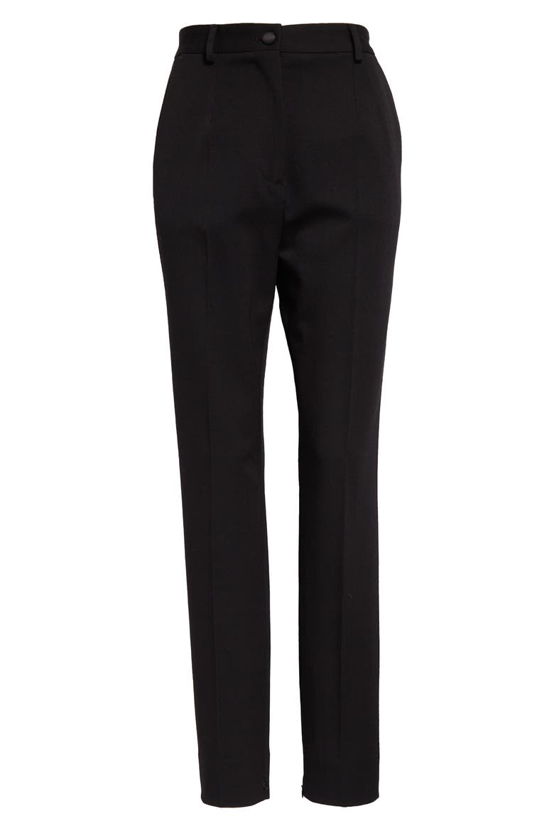 Wool Blend Gabardine Ankle Trousers, Alternate, color, NERO