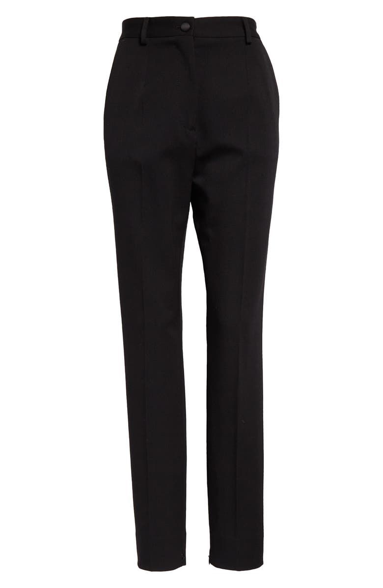 Dolce&Gabbana Wool Blend Gabardine Ankle Trousers, Alternate, color, Nero