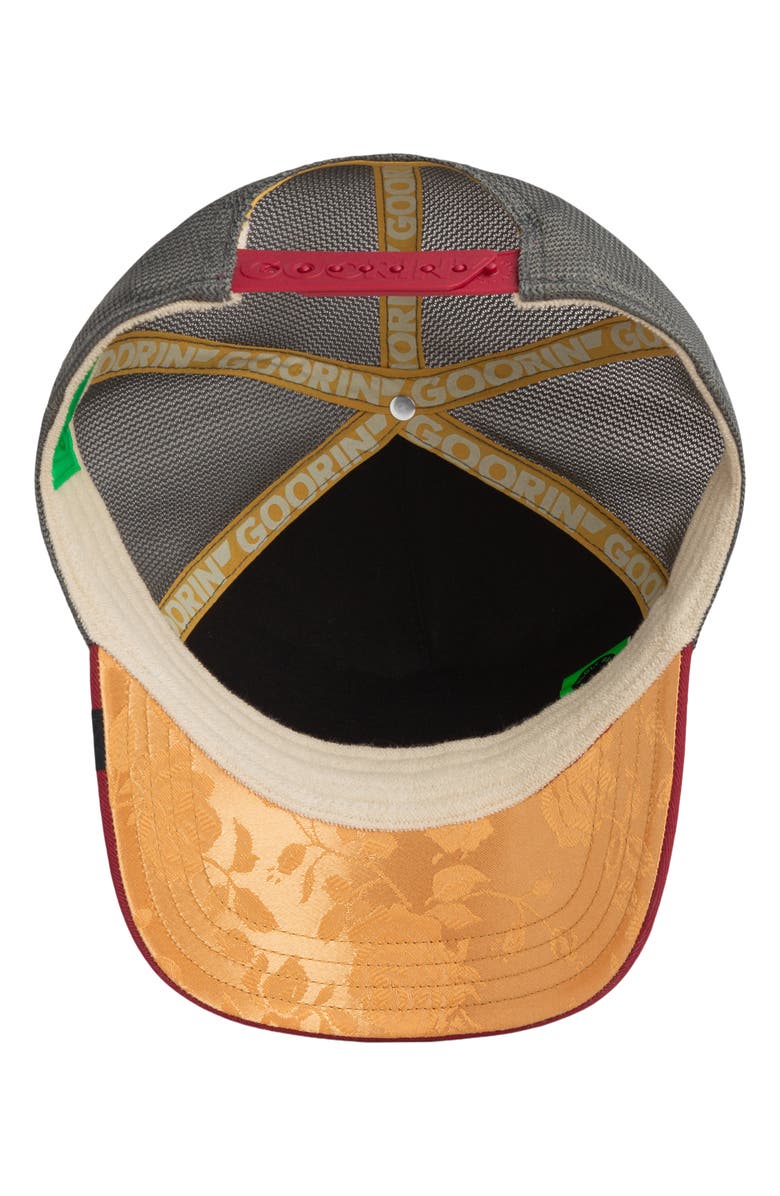 Goorin Bros. Costa Rica Thrush Patch Snapback Trucker Hat, Alternate, color, Amber