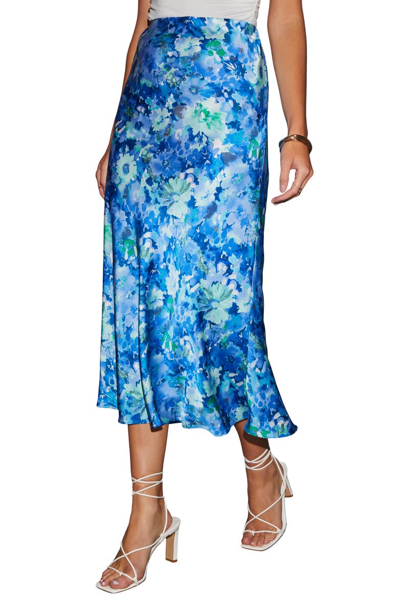 VICI Collection Alicia Floral Satin Midi Skirt, Alternate, color, 