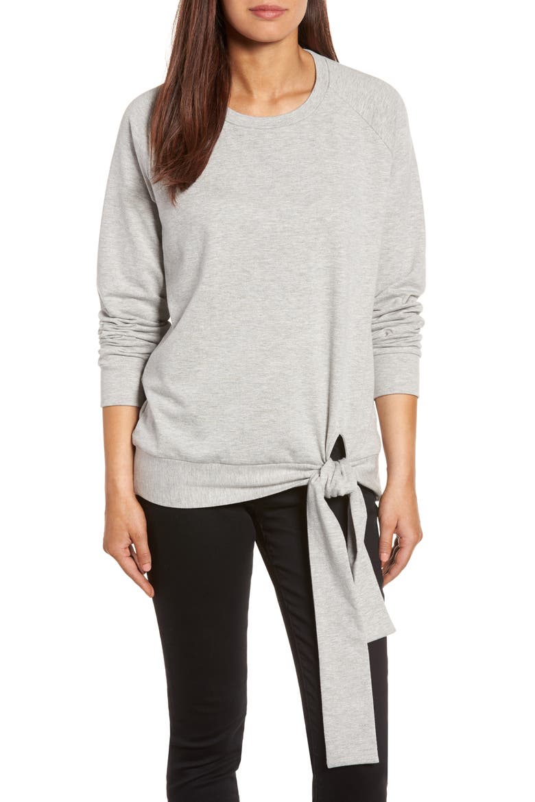 Tie Knot Sweatshirt, Main, color, HEATHER LIGHT GREY