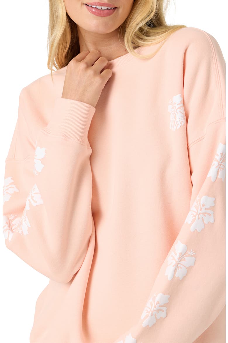 Mini Hibis Hawaii Oversized Graphic Sweatshirt, Alternate, color, PEACH LIGHT