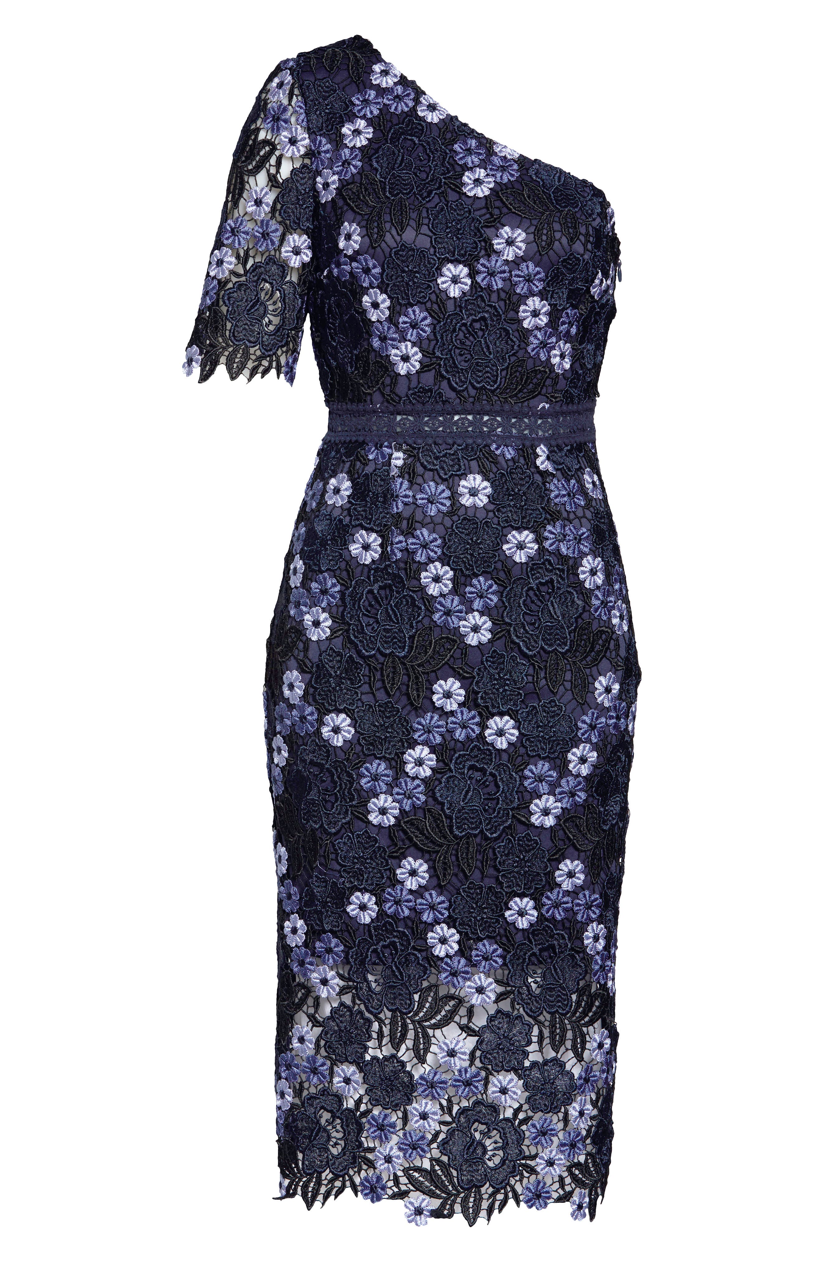 Chi Chi London Lenka One-Shoulder Crochet Lace Cocktail Dress