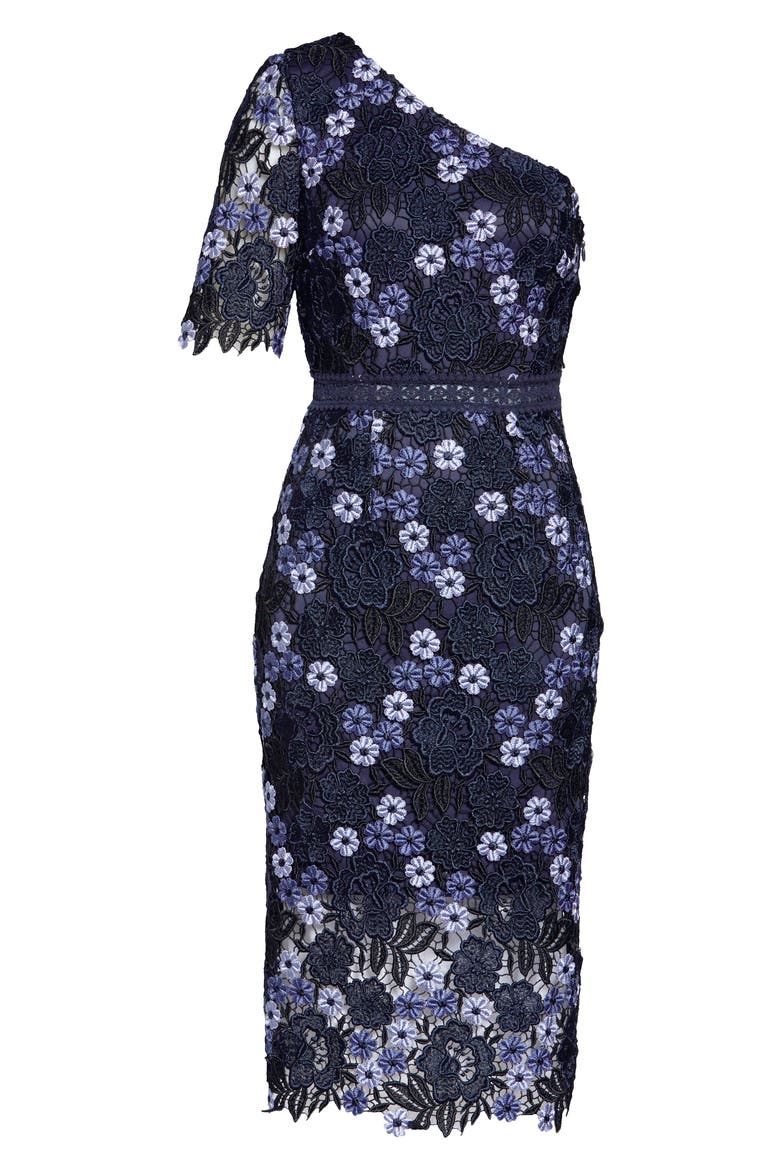 Lenka One-Shoulder Crochet Lace Cocktail Dress, Alternate, color, MULTI