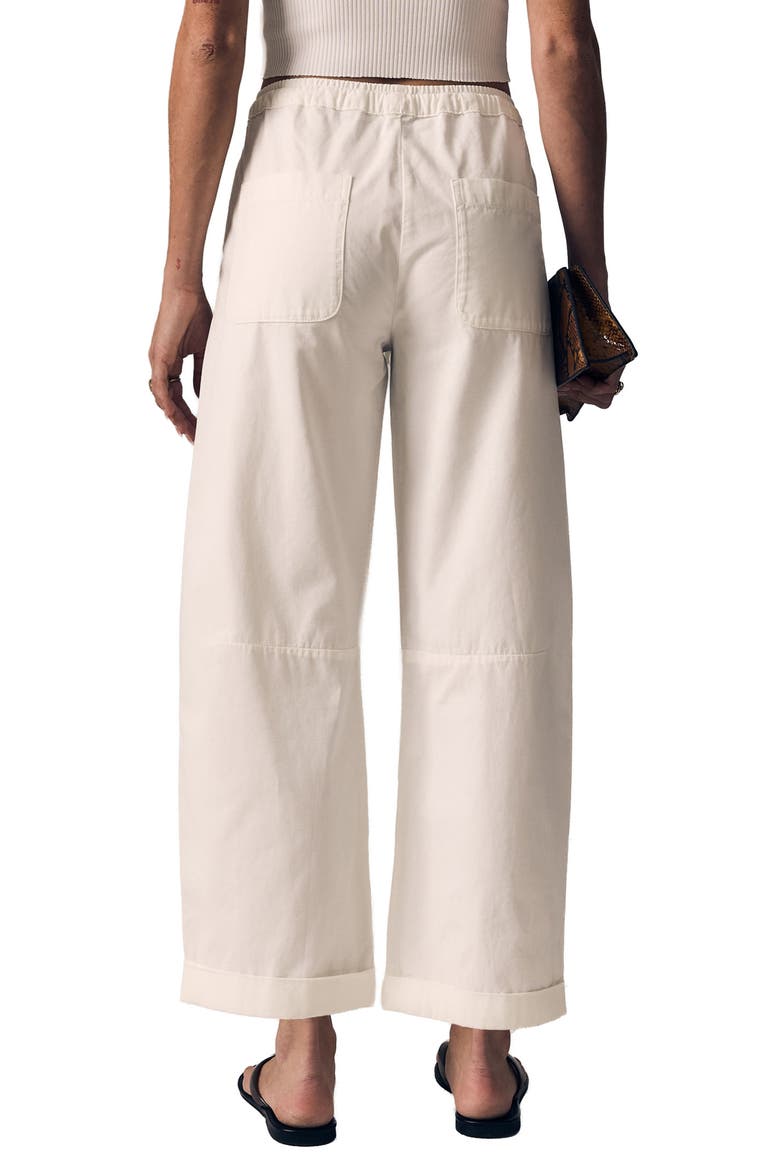 Mara Wide Leg Cotton Sateen Drawstring Pants, Alternate, color, SOFT WHITE