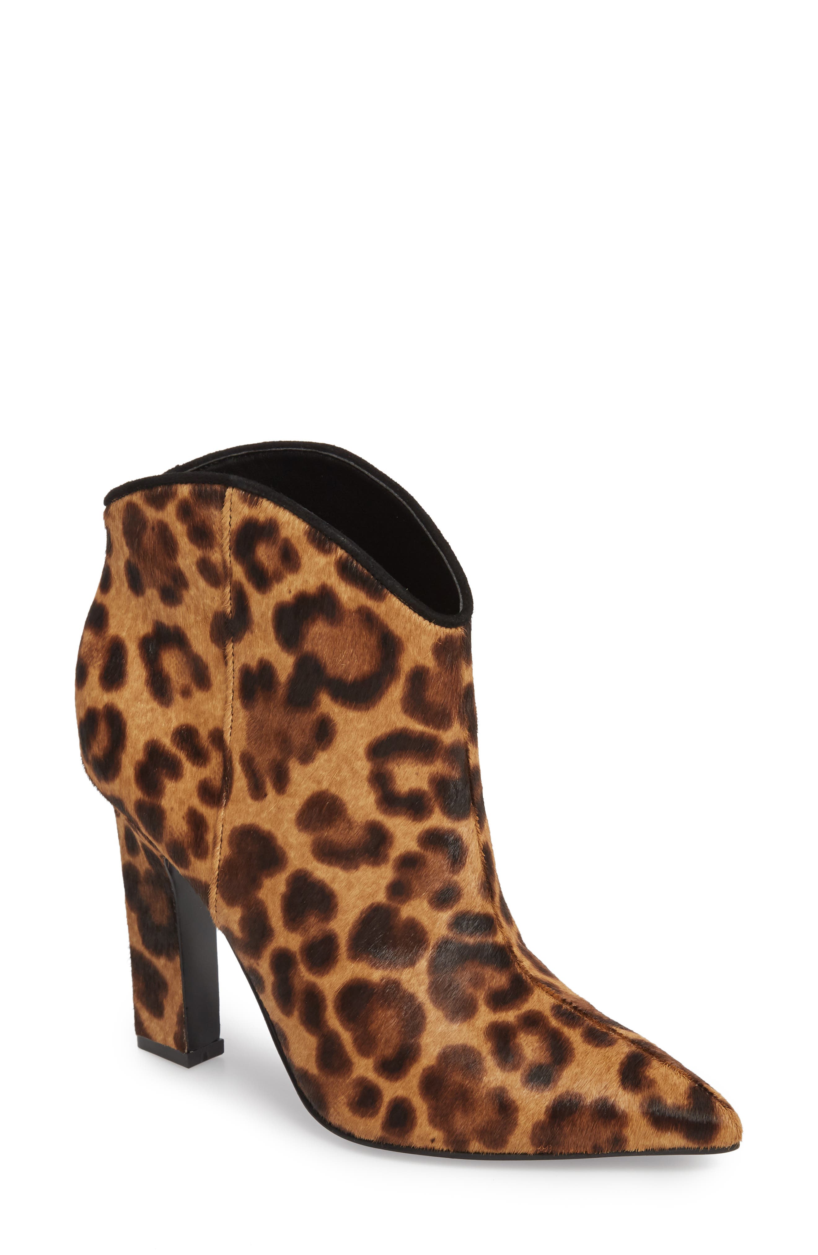 Miggi Genuine Calf Hair Bootie, Main, color, LEOPARD PRINT CALF HAIR
