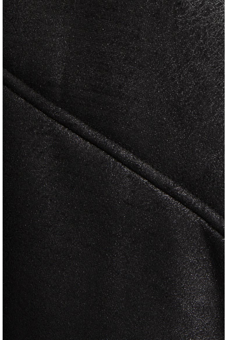 Longline Faux Shearling Coat, Alternate, color, BLACK