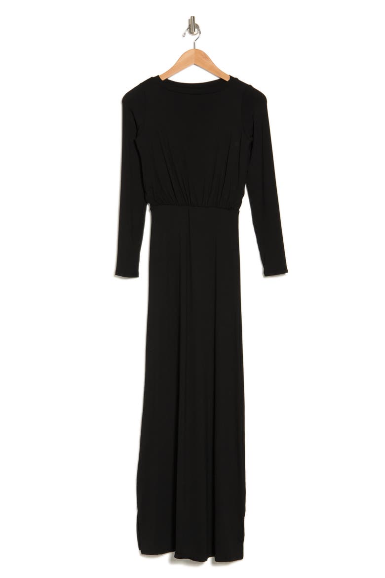 Long Sleeve Blouson Maxi Dress, Alternate, color, BLACK