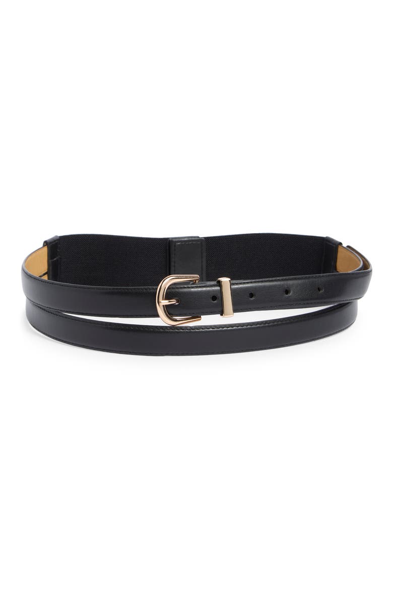 Double Strap Waist Belt, Main, color, BLACK