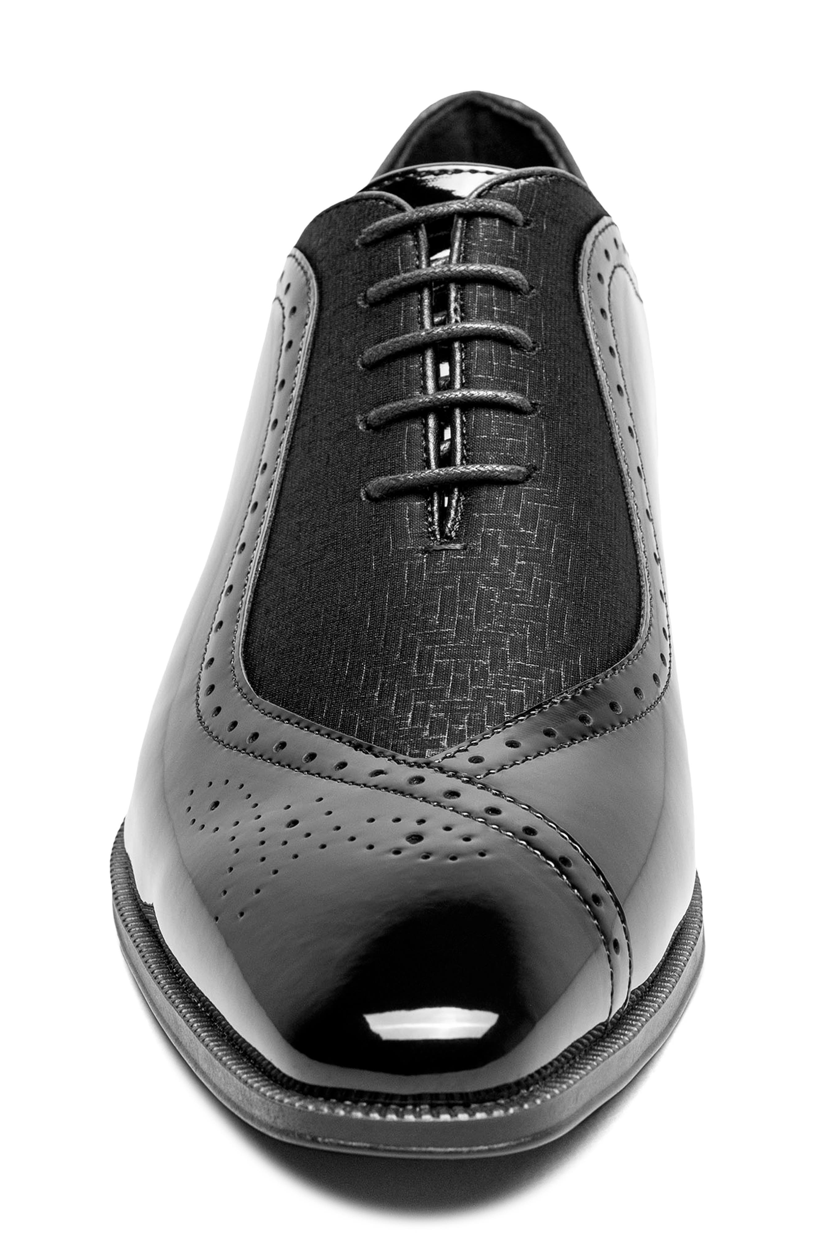 Stuart Faux Leather Wingtip Oxford, Alternate, color, BLACK