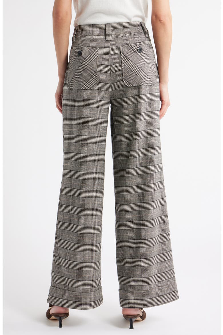 Skyrise Glen Plaid Pleated Wide Leg Trousers, Alternate, color, BIRCH BLACK MULTI