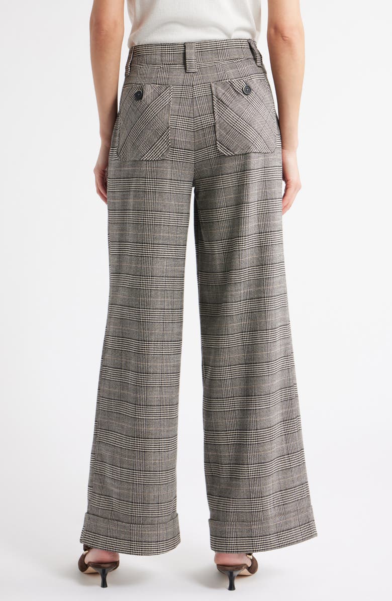 Wit & Wisdom Skyrise Glen Plaid Pleated Wide Leg Trousers, Alternate, color, Birch Black Multi